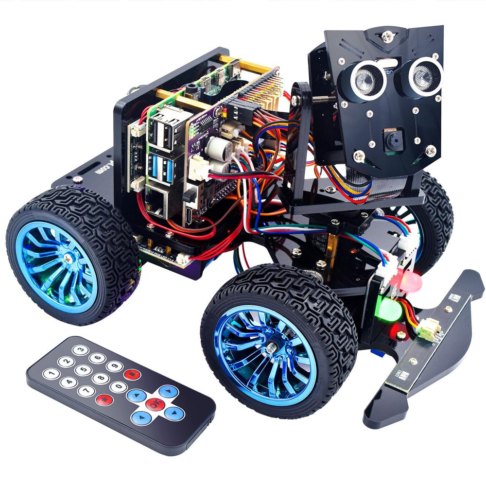 Adeept PiCar-B Mars Rover Smart Car Kit for Raspberry Pi 5/4B/3B/3B+, Obstacle Avoidance, Line Tracking, Light Tracing, Camera, Speech Recognition, Python, PDF Tutorials(Raspberry Pi NOT Included)