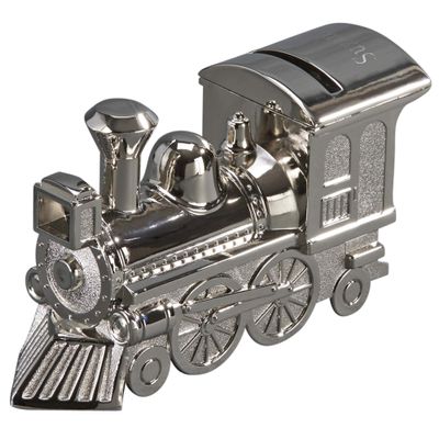 6" Silver Stainless Steel Train Design Bank
