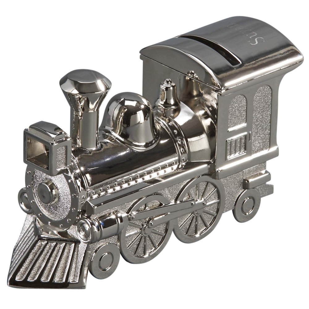 6" Silver Stainless Steel Train Design Bank