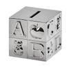 3" Silver Gray Nickel-Plated Large Square Block Coin Bank view 1
