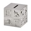 3" Silver Gray Nickel-Plated Large Square Block Coin Bank view 3