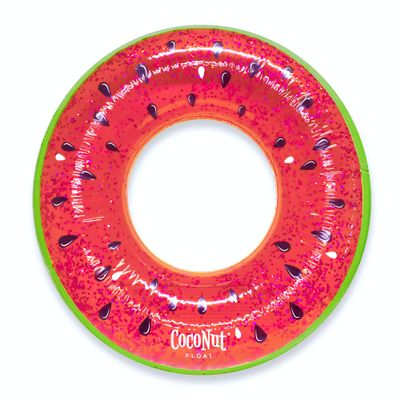 CocoNut Float Juicy Watermelon Glitter Pool Float  Inflatable Ring Float  Durable Long Lasting 3.5 Foot Lounge Tube and Water Toy  Colorful Decoration for Summer Parties, Events  Ages 8+ Years