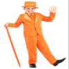 Boys Orange Tuxedo Halloween Costume | Complete Suit with Jacket, Pants, Shirt Front, Bow Tie, and Hat for a Fun, Dapper Look X-Small Bundle view 1