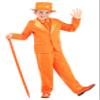 Boys Orange Tuxedo Halloween Costume | Complete Suit with Jacket, Pants, Shirt Front, Bow Tie, and Hat for a Fun, Dapper Look X-Small Bundle view 2