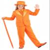 Boys Orange Tuxedo Halloween Costume | Complete Suit with Jacket, Pants, Shirt Front, Bow Tie, and Hat for a Fun, Dapper Look X-Small Bundle view 4