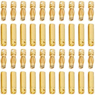 Nobranded 40 PCS RC Bullet Connectors 4mm Male Female Gold Banana Bullet Connector Plug