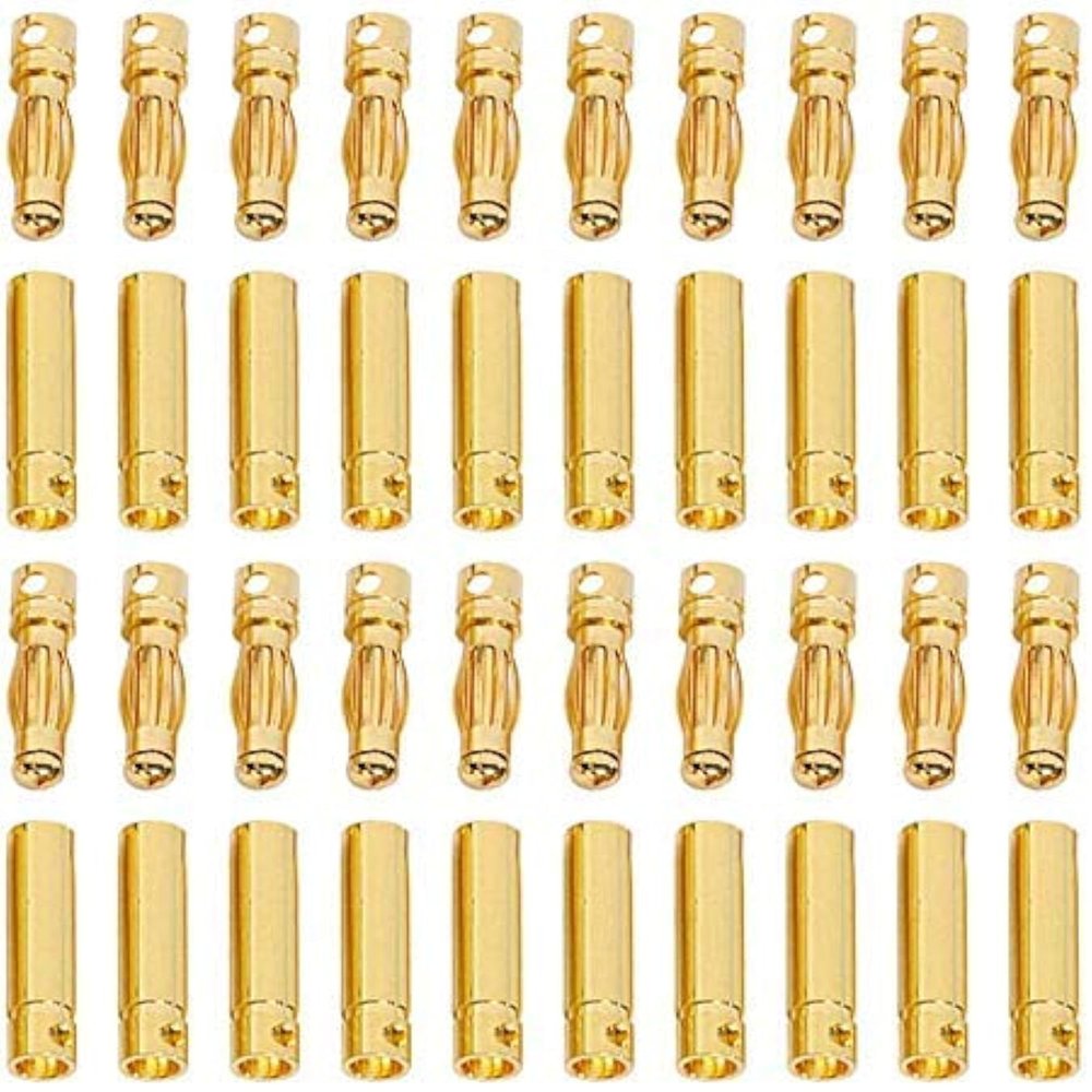 Nobranded 40 PCS RC Bullet Connectors 4mm Male Female Gold Banana Bullet Connector Plug
