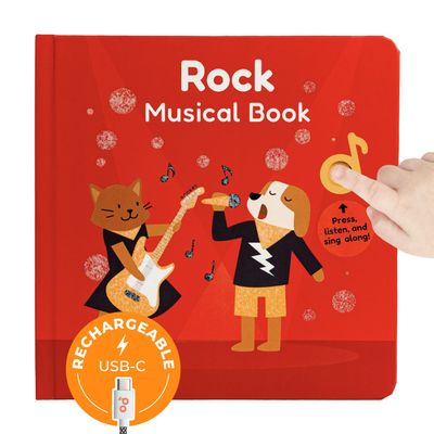 Cali's Books Rock Music Books for Toddlers 1-3 - Singing Button Sound Board Book for 2 Year Old Children, Musical Toddler Rock Songs Toys, 18 Month Interactive Learning Toy, USB-C Rechargeable
