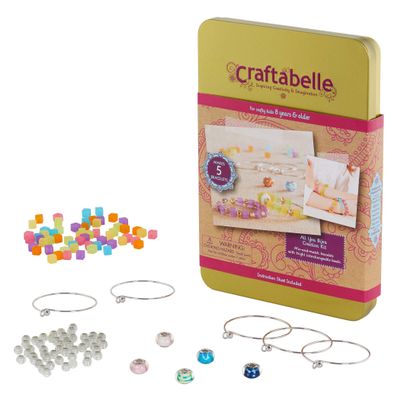 Craftabelle  All You Bijou Creation Kit  Bracelet Making Kit  120pc Jewelry Set with Glass Beads  DIY Jewelry Kits for Kids Aged 8 Years +
