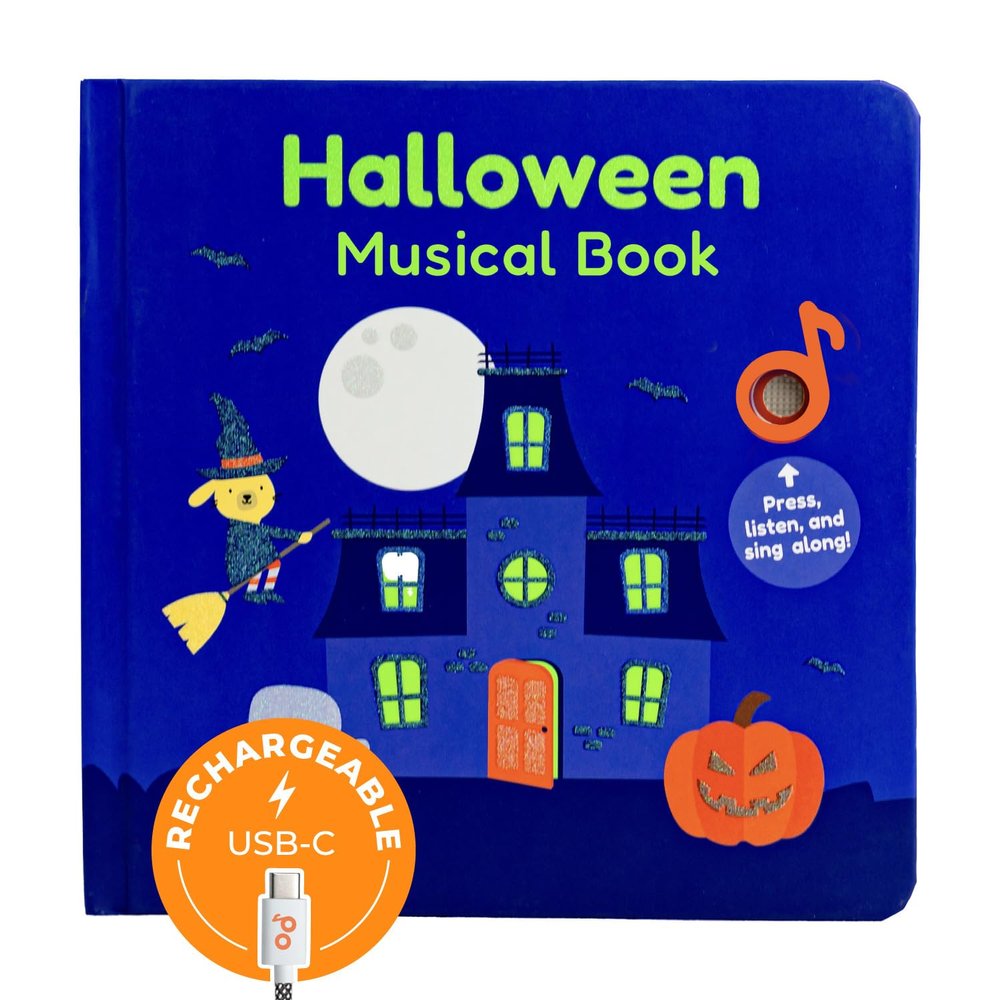 Cali's Books Halloween Books for Kids - Glow in The Dark Musical Book for Toddlers 1-3, Halloween Toys Singing Music Book, USB-C Rechargeable Baby Nursery Rhymes Learning Song Toy for 2 Year Old
