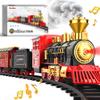 Hot Bee Train Set - Train Toys for Boys with Smokes, Lights and Sound, Toy Train Set for Under Christmas Tree, Toddler Model Trains for 3 4 5 6 7 8+ Years Old Kids Christmas Toys Gifts view 1