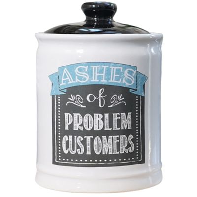 Cottage Creek Jars - Ashes of Problem Customers Ceramic Jar with Lid - Home Decor & Coin Bank, for Women & Men, Storage Container for Kitchen, Bedroom, Office, Piggy Bank for Adults