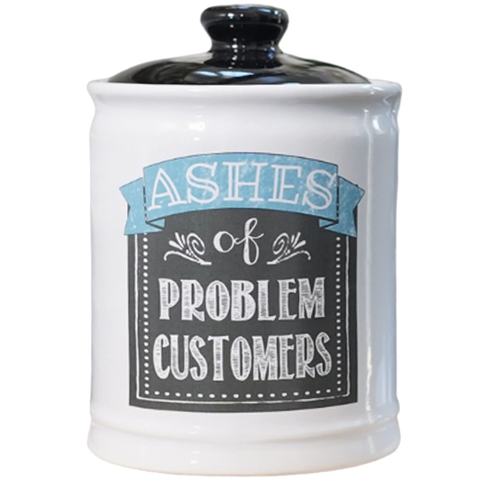 Cottage Creek Jars - Ashes of Problem Customers Ceramic Jar with Lid - Home Decor & Coin Bank, for Women & Men, Storage Container for Kitchen, Bedroom, Office, Piggy Bank for Adults