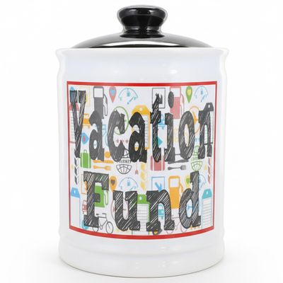Cottage Creek Jars Vacation Fund Travel Piggy Bank | Ceramic Trip Fund Jar & Travel Money Jar | Home & Bedroom Decor Vacation Essentials Savings Storage Container | Gifts for Women, Men, Couples
