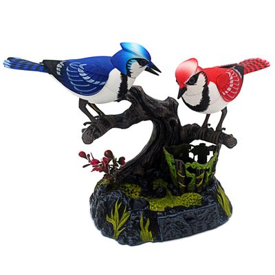 Tipmant Simulation Electric Birds Toys Voice Controlled Electronic Animal Pets Realistic Pen Holders Office Home Decor Ornament Kids Birthday Gifts (Blue)