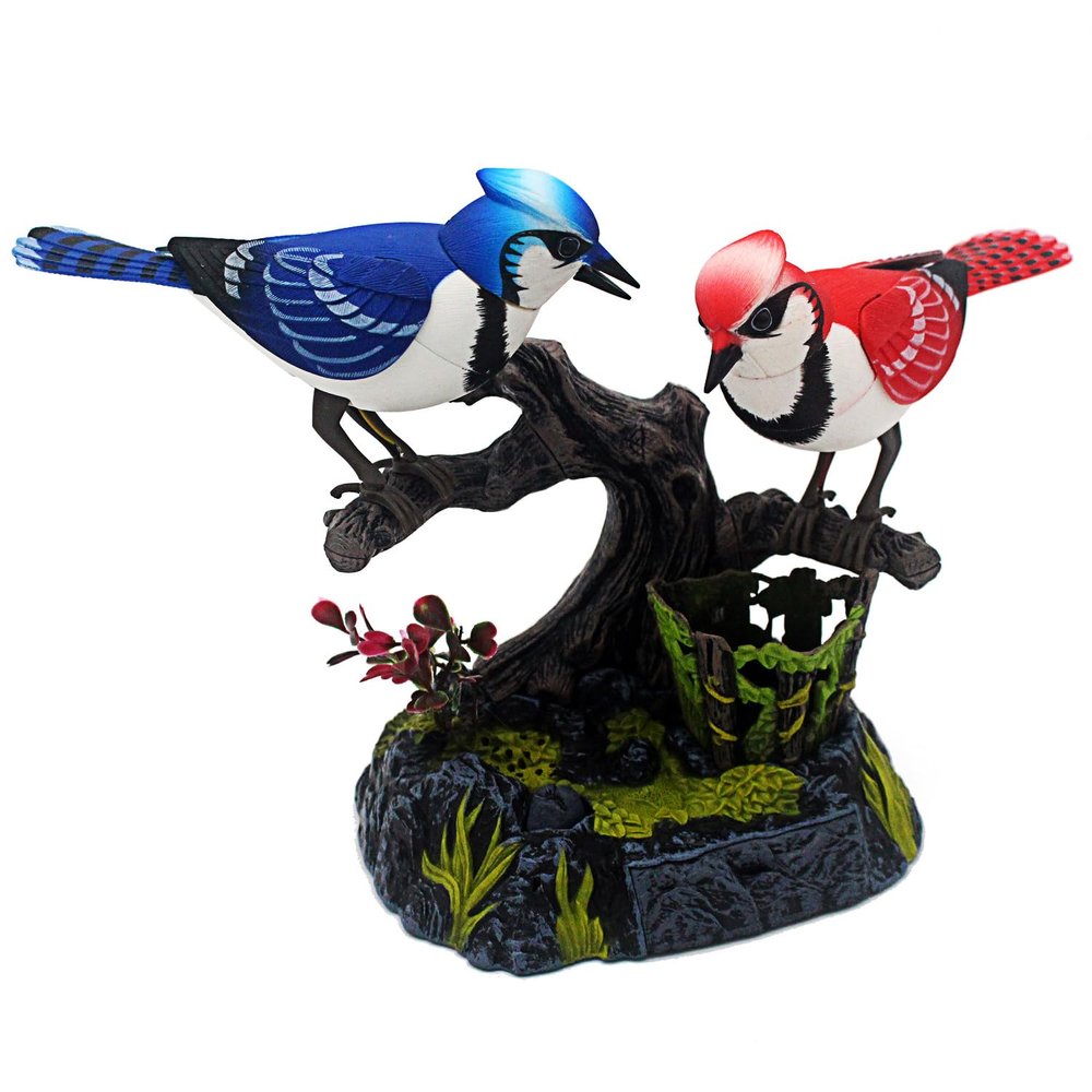 Tipmant Simulation Electric Birds Toys Voice Controlled Electronic Animal Pets Realistic Pen Holders Office Home Decor Ornament Kids Birthday Gifts (Blue)
