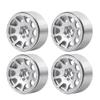 QUE-T Metal 1.9" Beadlock Wheel Rims Hubs for 1:10 AXIAL SCX10 TRX-4 D90 RC Car, Pack of 4 (Matte Silver) view 1