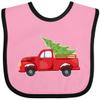 inktastic Christmas Vintage Truck with Christmas Tree Baby Bib Pink and Black 39181 view 1