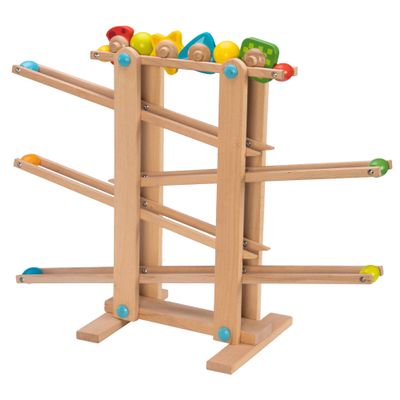 Fat Brain Toys Marble Run, Roll 'n Go Wooden Marble Run Back-and-Forth Ball Track, 2 Year Old Toys