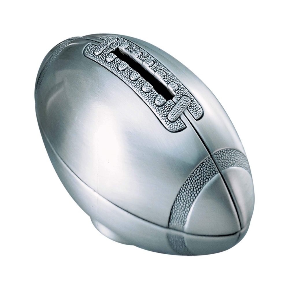 2.5" x 4.25" Silver Football Coin Bank