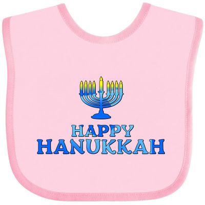 inktastic Happy Hanukkah with Menorah Baby Bib Pink 2d8a9