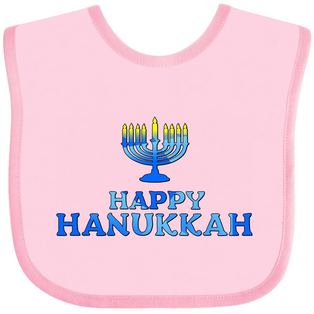inktastic Happy Hanukkah with Menorah Baby Bib Pink 2d8a9