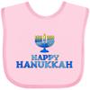 inktastic Happy Hanukkah with Menorah Baby Bib Pink 2d8a9 view 1