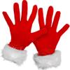 Skeleteen Red Fur Costume Gloves - Red Velvet Gloves with White Furry Cuff Accessories for Costumes for Women and Kids view 1
