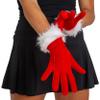 Skeleteen Red Fur Costume Gloves - Red Velvet Gloves with White Furry Cuff Accessories for Costumes for Women and Kids view 2
