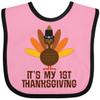 inktastic My 1st Thanksgiving Turkey Baby Bib Pink and Black 247e0 view 1