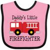 inktastic Daddy's Little Firefighter Baby Bib Pink and Black 18a48 view 1