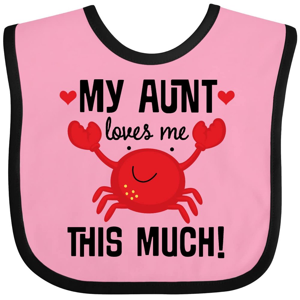 inktastic My Aunt Loves Me Nephew Baby Bib Pink and Black 2e7ce