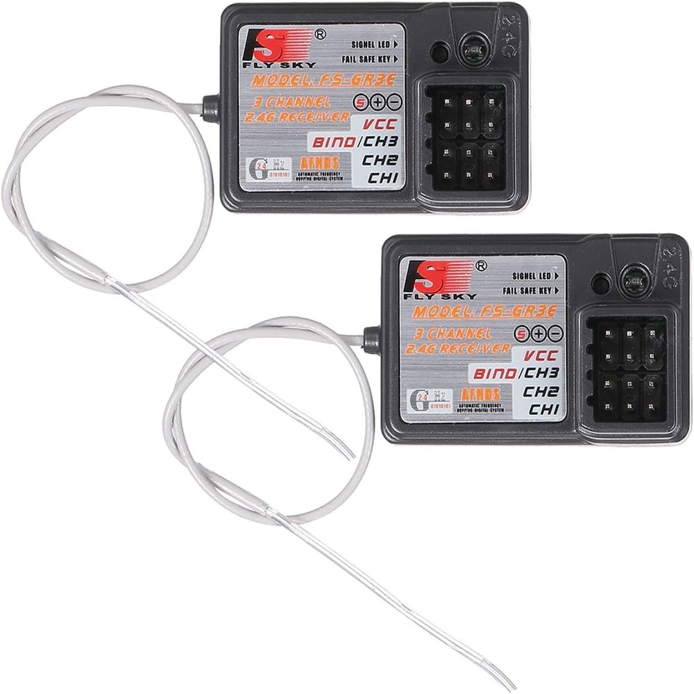 Globact Flysky FS-GR3E AFHDS Long Range 2.4G 3CH Receiver for FS-GT2 FS-GT2B FS-GT3B FS-GT3C FZ-IT4S Transmitter RC Car Boat (2 Pcs)
