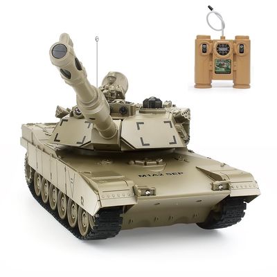 BEAURE Rc Tanks,1:28 WW2 M1A2 America Army Tank Toys for Boys,9 Channels Remote Control Cars with Sound and Light, RC Military Truck Vehicle for Kids Boys Girls (Khaki)
