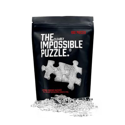 The Clearly Impossible Puzzle 100 Pieces - Clear Difficult Jigsaw Puzzle - False Edge Pieces - Clear Hard Puzzle - 100 Piece