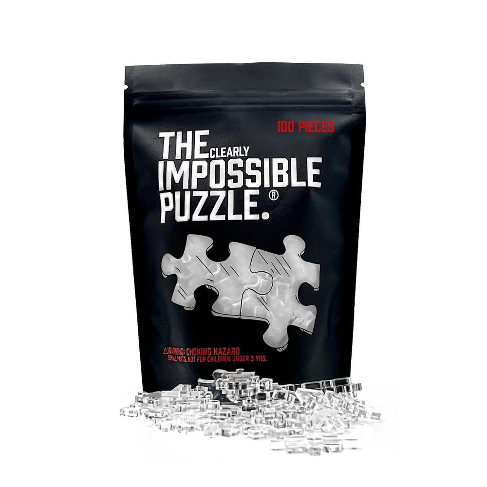 The Clearly Impossible Puzzle  100 Pieces - Clear Difficult Jigsaw Puzzle - False Edge Pieces - Clear Hard Puzzle - 100 Piece