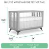 Evolur Acrylic Millennium 4-in-1 Convertible Full-Size Baby Crib in Brush Pebble Grey, GreenGuard Gold & JPMA, Modern Design, Clear Acrylic Slats, Converts to Toddler & Day Bed, 3 Mattress Heights view 4