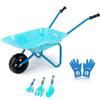 Colwelt Kids Wheelbarrow 5Pcs, Steel Wheelbarrow for Kids with Kids Gardening Tools and Gloves(Blue), Gardening Tools for Kids view 1