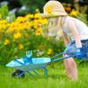 Colwelt Kids Wheelbarrow 5Pcs, Steel Wheelbarrow for Kids with Kids Gardening Tools and Gloves(Blue), Gardening Tools for Kids view 3