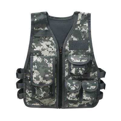 ACSUSS Kids Children Tactical Vest Multi Terrain Camouflage Assault Vest Equipment Jacket for Camping Hunting Game Light Camouflage 8-14