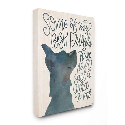 Stupell Industries Best Friends with Pet Phrase Dog Outline Blue Script Quote