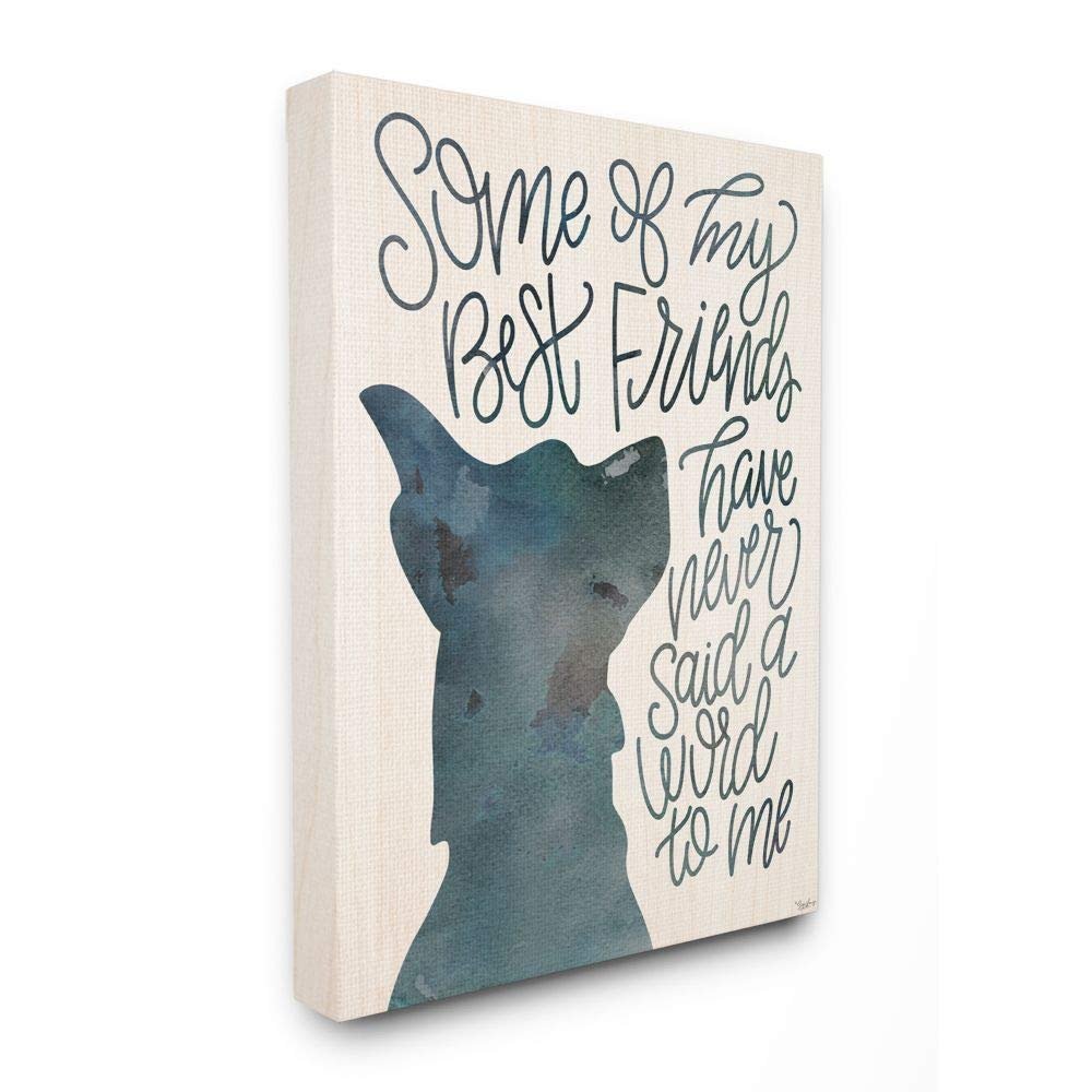 Stupell Industries Best Friends with Pet Phrase Dog Outline Blue Script Quote