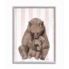 Playful Mother Bear and Cub Pink Stripe Nursery Illustration view 1