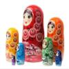 Golden Cockerel Rainbow Matryoshka 7pc./8" Russian Nesting Doll Winter Floral Babushka Full Colors of The Rainbow view 2