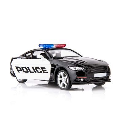 BDTCTK 1/36 Compatible for Ford Mustang GT Police Car Model Zinc Alloy Die-Cast Pull Back Vehicles Kid Toys for Boy Girl Gift (Black)