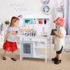 Costzon Kids Kitchen Playset, Wooden Play Kitchen w/Sink, Oven, Microwave, Stove, Pots, Utensils, Pretend Play Cooking Set w/Shelf, Cabinets, Great Gift for Toddlers Boys Girls (Modern) view 2