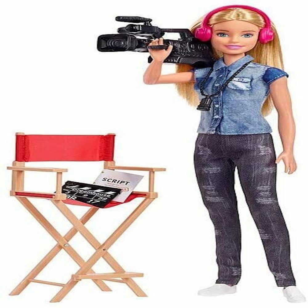 Barbie Film Director Doll You Can Be Anything Career Playset with Director Chair, Video Camera, Headphones, Script, Viewfinder & Clapperboard Barbie Movie Toy & Gift for Kids 3+