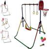 5 Star TD Gymnastics Bar 4 in 1 Horizontal Kip Bar Junior Training Height Adjustable Monkey Bars Jungle Gym Climbing Tower Playground Balance Bar w Deluxe Swing Set, Trapeze Rings and 3 Baketballs view 1