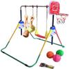 5 Star TD Gymnastics Bar 4 in 1 Horizontal Kip Bar Junior Training Height Adjustable Monkey Bars Jungle Gym Climbing Tower Playground Balance Bar w Deluxe Swing Set, Trapeze Rings and 3 Baketballs view 2