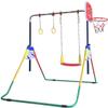 5 Star TD Gymnastics Bar 4 in 1 Horizontal Kip Bar Junior Training Height Adjustable Monkey Bars Jungle Gym Climbing Tower Playground Balance Bar w Deluxe Swing Set, Trapeze Rings and 3 Baketballs view 4